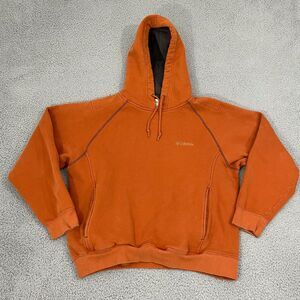 Columbia Hoodie Men M Orange Pullover Fleece Cotton Outdoor